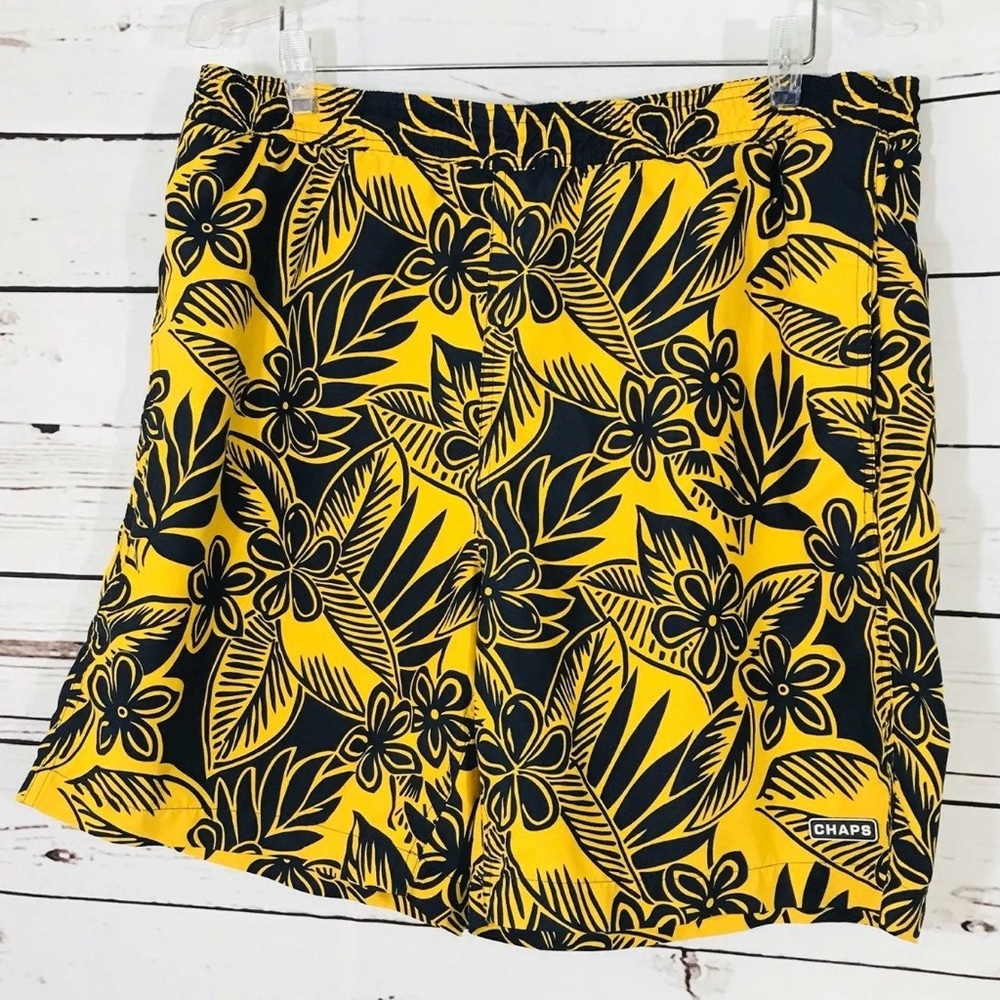 Chaps‎ Mens Swim Trunks Shorts Yellow, Size XL